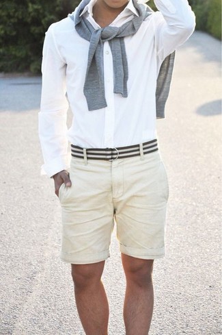 С чем носить белый ремень из плотной ткани мужчине