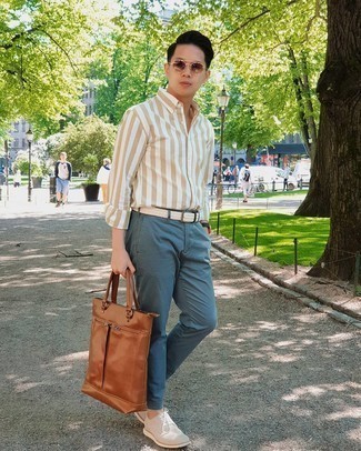 С чем носить белый ремень из плотной ткани мужчине