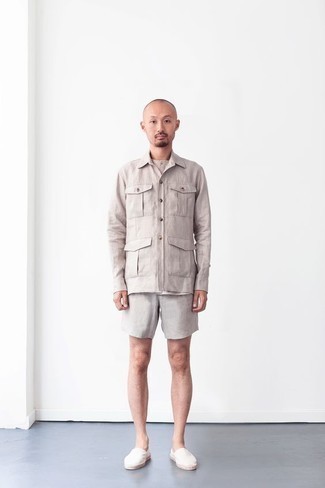 С чем носить белые эспадрильи из плотной ткани мужчине