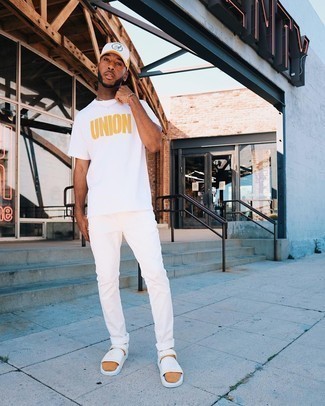 С чем носить белые сандалии из плотной ткани мужчине