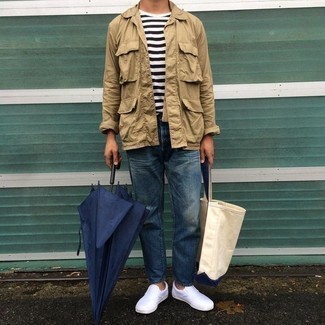 С чем носить белые слипоны из плотной ткани мужчине