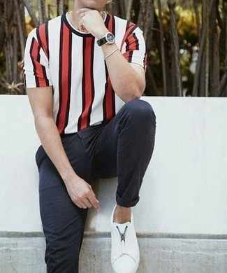 С чем носить белые слипоны из плотной ткани мужчине