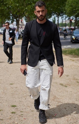 Какие пиджаки носить с белыми брюками карго