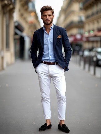 Какие пиджаки носить с белыми брюками чинос