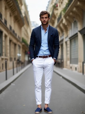 Какие пиджаки носить с белыми брюками чинос