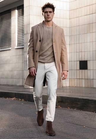 Какие ботинки челси носить с белыми брюками чинос