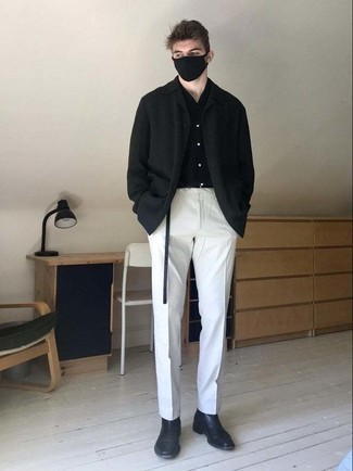 Какие ботинки челси носить с белыми брюками чинос