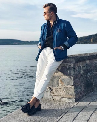 Какие футболки-поло носить с белыми брюками чинос