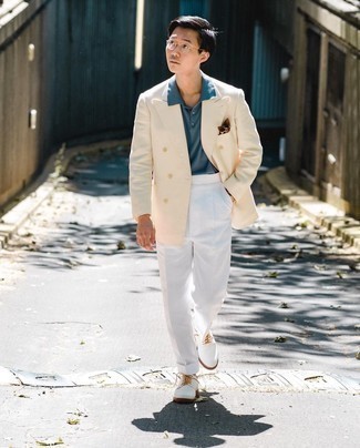 Какие футболки-поло носить с белыми туфлями дерби