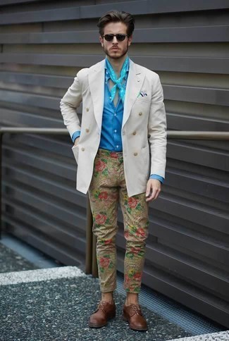 Какие туфли дерби носить с белым двубортным пиджаком