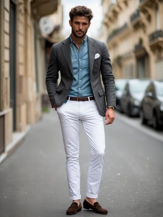 Какие пиджаки носить с белыми классическими брюками мужчине