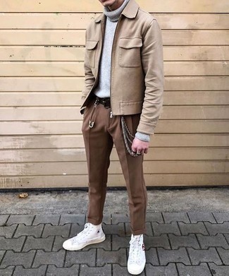 Какие куртки харрингтон носить с белыми высокими кедами