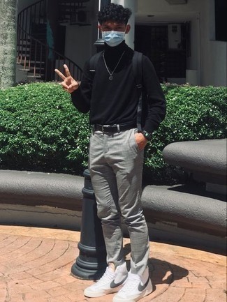 Какие водолазки носить с белыми высокими кедами мужчине