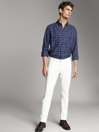 Какие повседневные ботинки носить с белыми джинсами мужчине