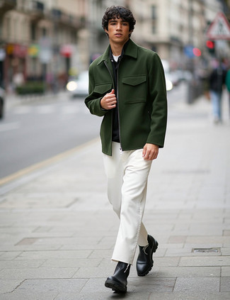 Какие ботинки челси носить с белыми джинсами мужчине