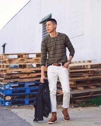 Какие джинсовые куртки носить с белыми джинсами мужчине