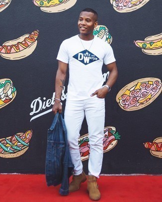 Какие джинсовые куртки носить с белыми джинсами мужчине