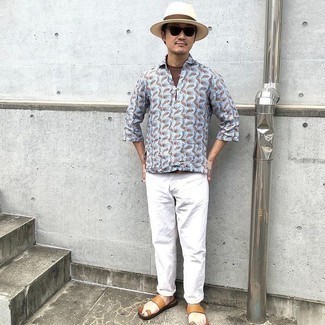 Какие сланцы носить с белыми джинсами мужчине