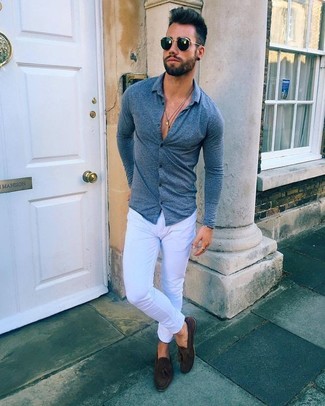 Какие лоферы носить с белыми джинсами мужчине