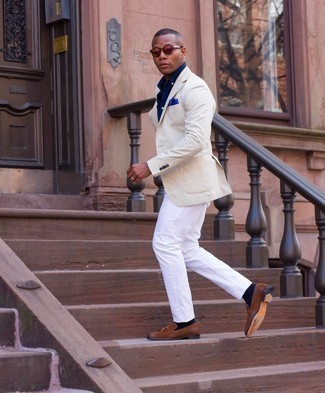 Какие лоферы носить с белыми джинсами мужчине