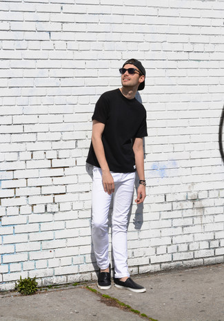 Какие слипоны носить с белыми джинсами мужчине