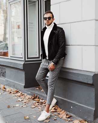 С чем носить белую вязаную водолазку мужчине