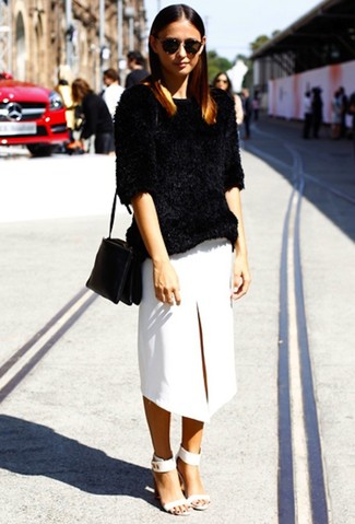 С чем носить белые кожаные босоножки на каблуке