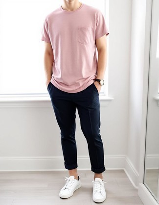 С чем носить белые кожаные низкие кеды мужчине