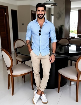 С чем носить белые кожаные низкие кеды мужчине