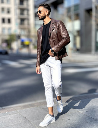 С чем носить белые кожаные кеды мужчине