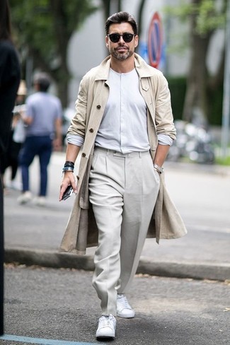 С чем носить белую лонгслив с горловиной на пуговицах мужчине