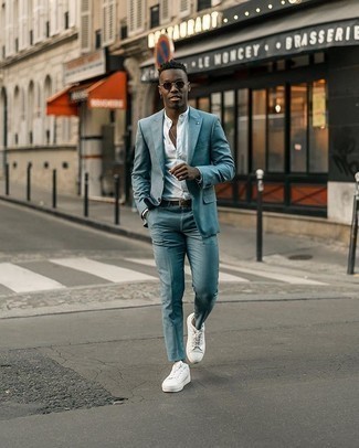 Как носить белую рубашку с длинным рукавом с синим костюмом