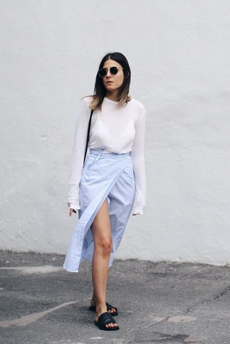 С чем носить белую футболку с длинным рукавом женщине