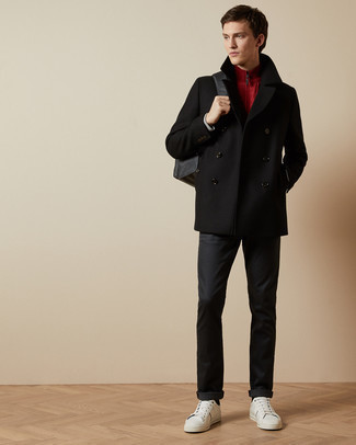 Какое полупальто носить с белыми низкими кедами