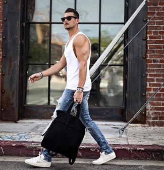 Какие майки носить с белыми низкими кедами мужчине