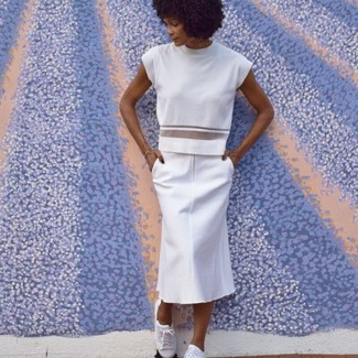 С чем носить белую юбку-миди
