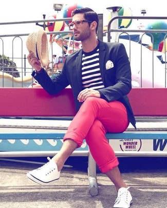 Какие пиджаки носить с белыми плимсоллами мужчине