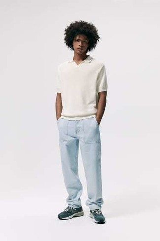 Какие кроссовки носить с белой футболкой-поло мужчине