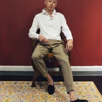 С чем носить белый свитер с воротником поло мужчине