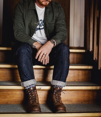 С чем носить белую футболку с принтом мужчине