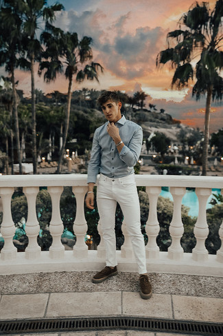 С чем носить белые рваные джинсы мужчине