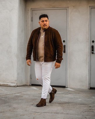 С чем носить белые рваные джинсы мужчине