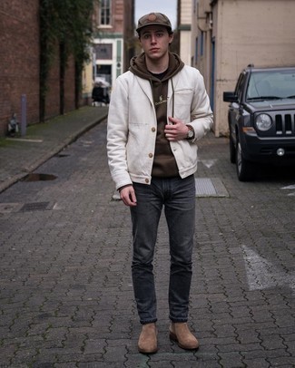 Какой худи носить с белой курткой-рубашкой мужчине