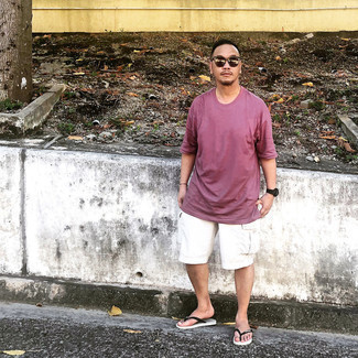 Какие сланцы носить с белыми шортами мужчине