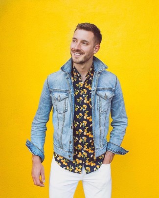 Какие джинсовые куртки носить с белыми зауженными джинсами мужчине