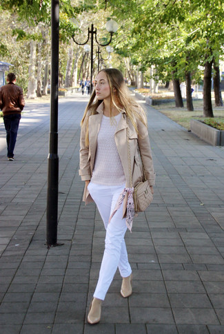 С чем носить белые узкие брюки