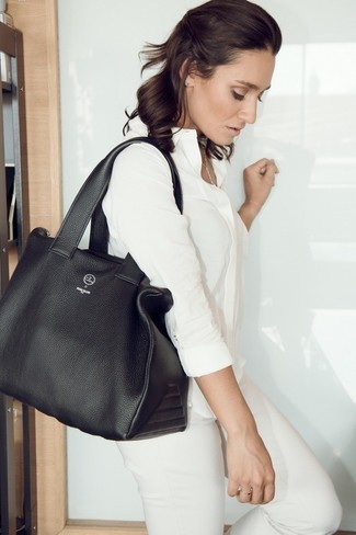 С чем носить белые узкие брюки