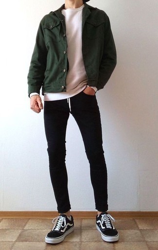 Как носить белый свитшот с черными джинсами мужчине