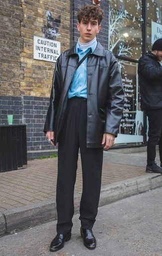 Как носить белую водолазку с черными классическими брюками мужчине