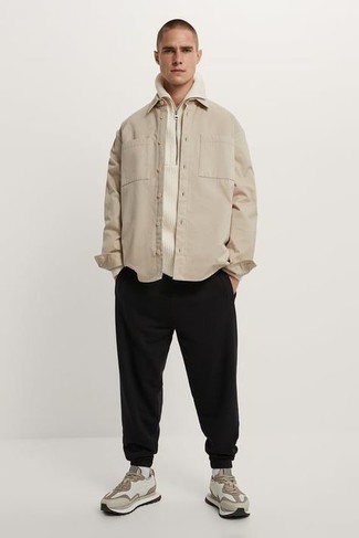 С чем носить белый свитер с воротником на молнии мужчине